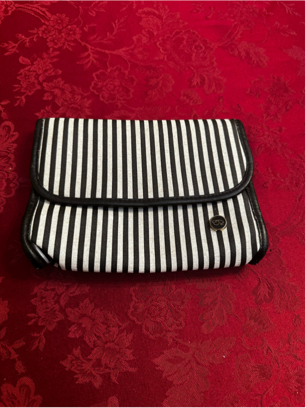 Oscar de la Renta Striped Clutch One Size Black and White